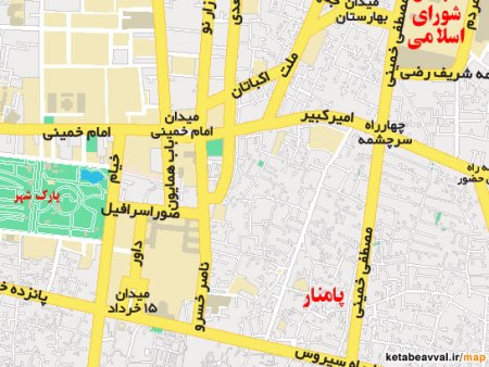 نقشه میدان امام خمینی و خیابانهای اطراف